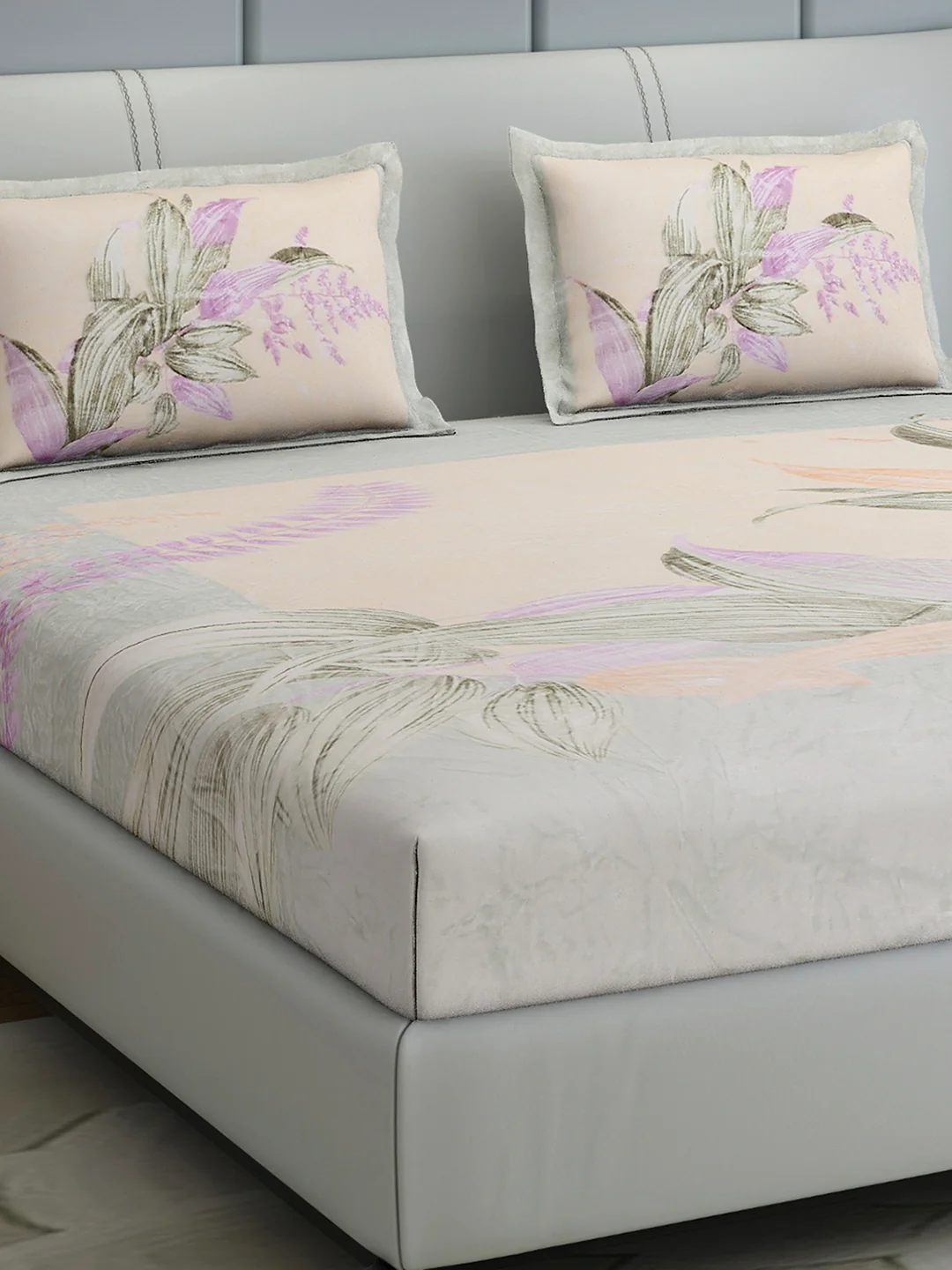 331 GSM 100% Polyester Double Bed 1 Bedsheet with 2 Pillow Cover (Miranda)