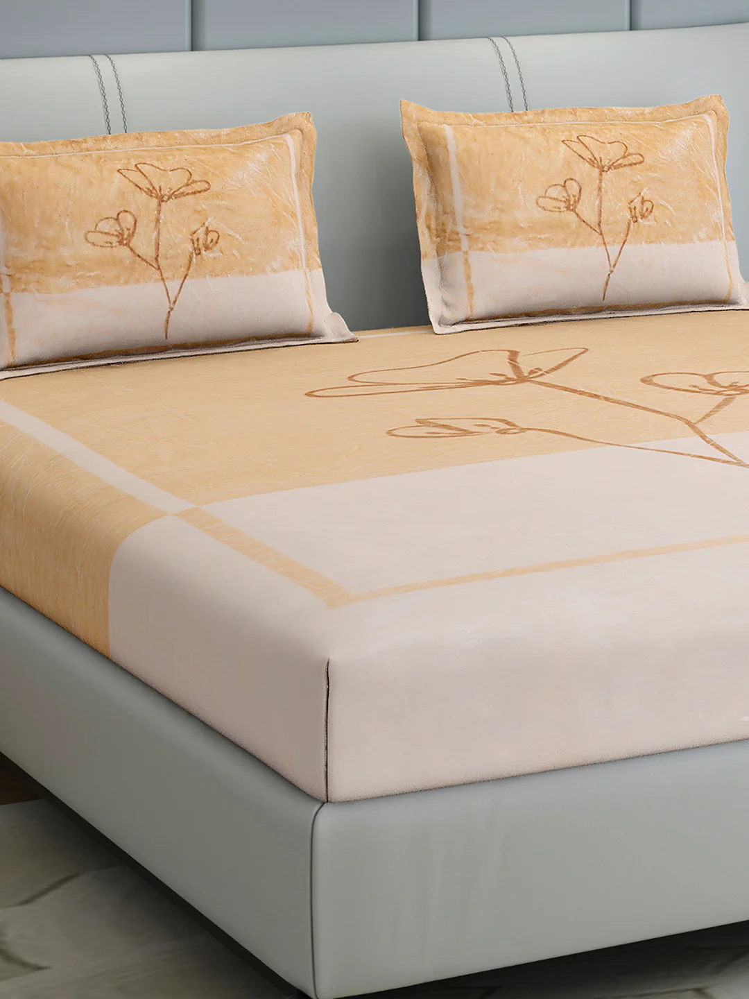 331 GSM 100% Polyester Double Bed 1 Bedsheet with 2 Pillow Cover (Miranda)