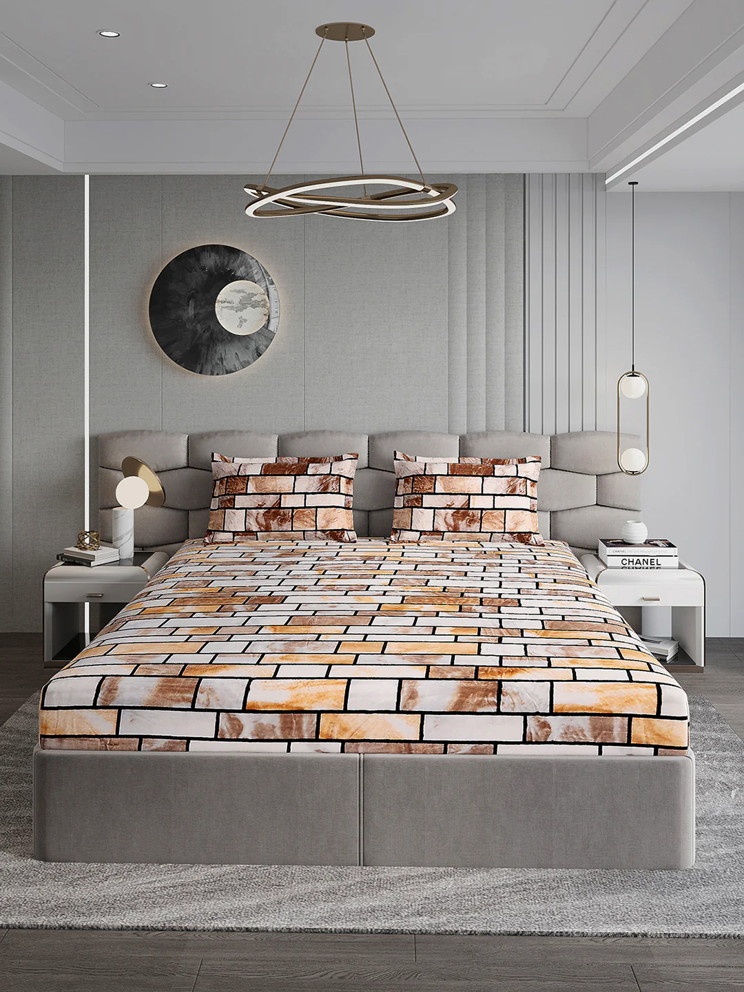 371 GSM 100% Polyester King Bed 1 Bedsheet with 2 Pillow Cover (Rubina King) - Image 2