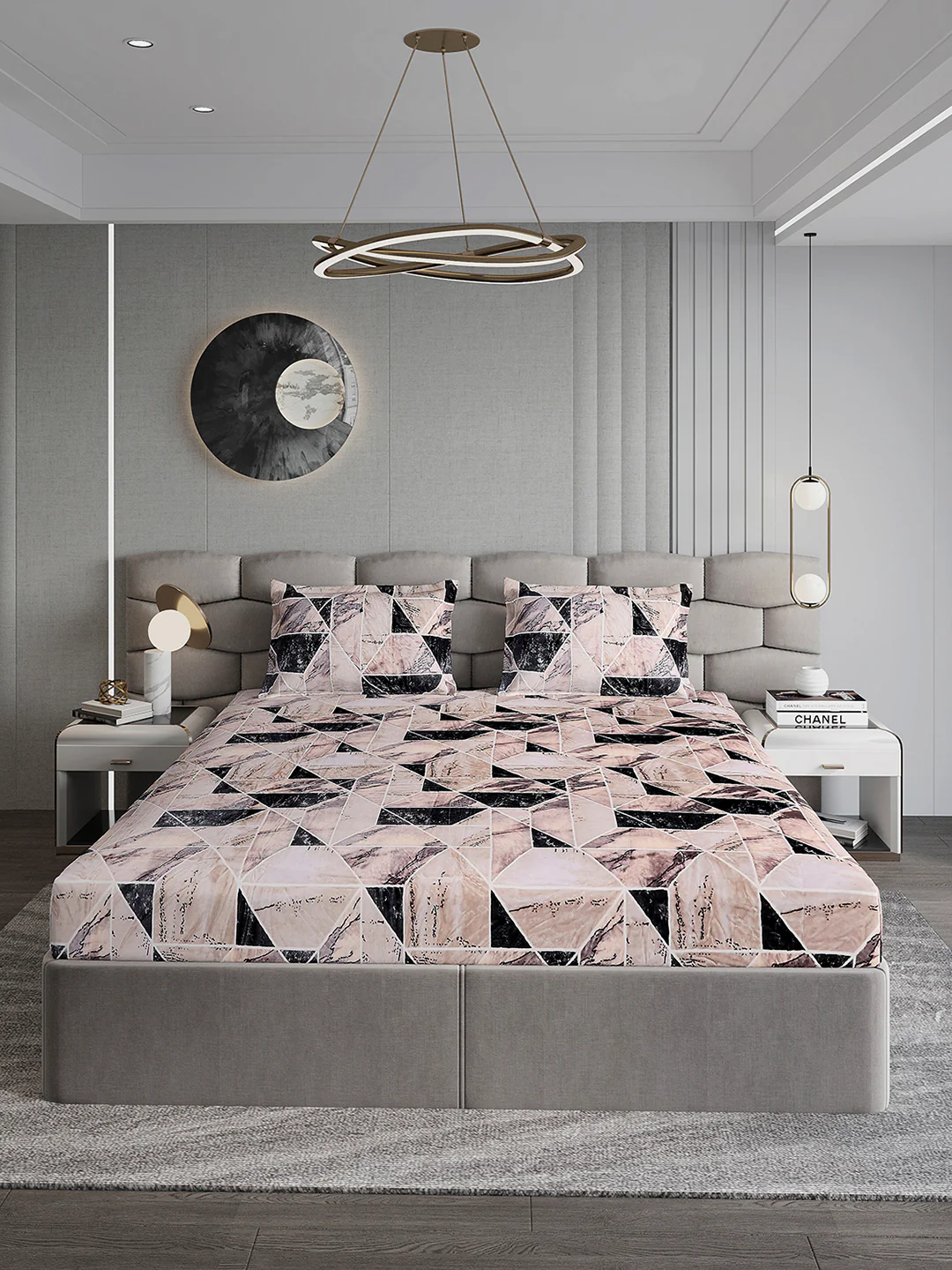 371 GSM 100% Polyester King Bed 1 Bedsheet with 2 Pillow Cover (Rubina King) - Image 2