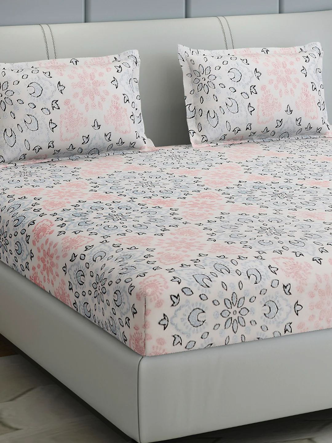 378 GSM 100% Polyester King Bed 1 Bedsheet with 2 Pillow Cover (Hill Top)