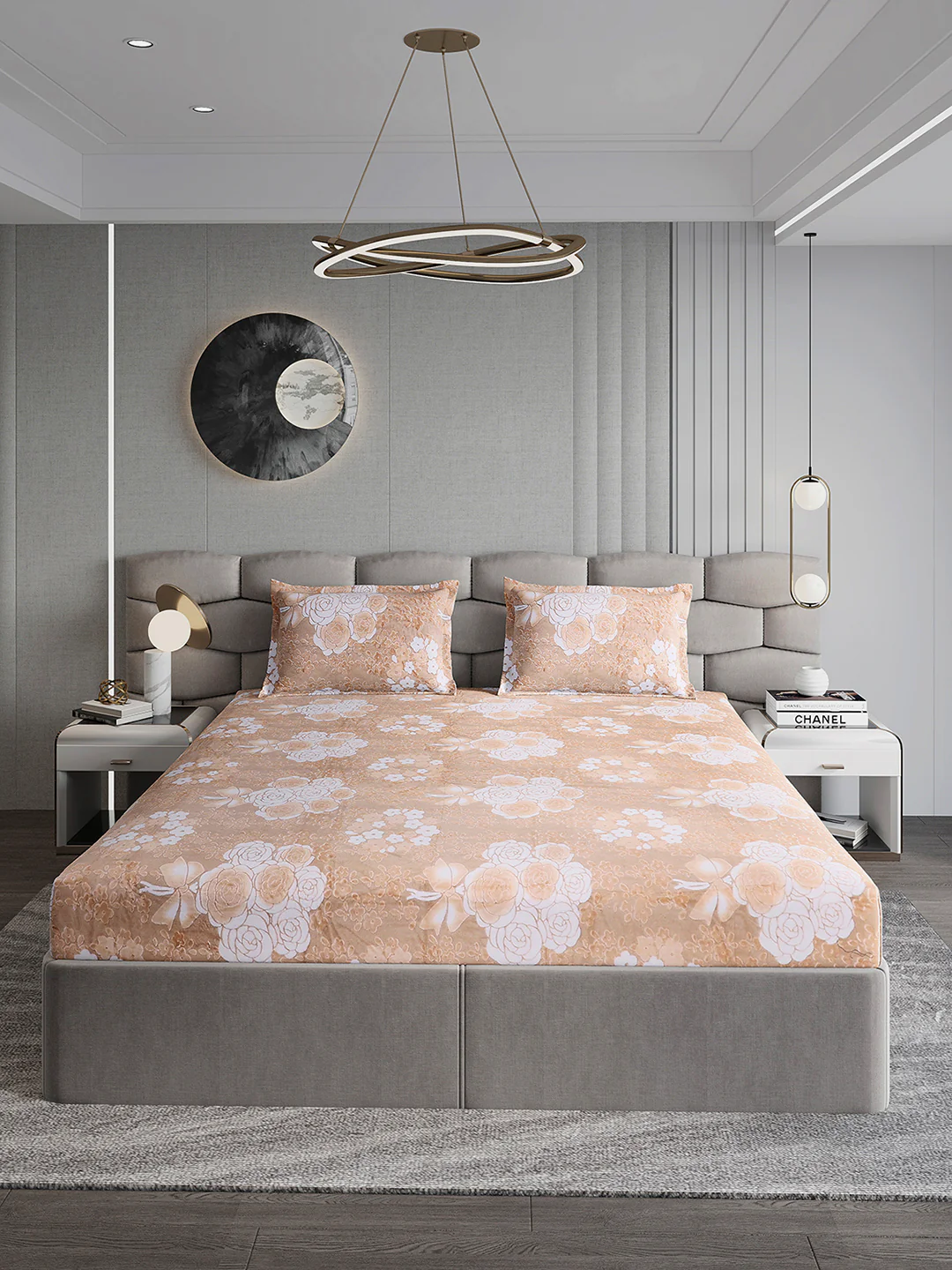 393 GSM 100% Polyester King Bed 1 Bedsheet with 2 Pillow Cover (Golden Choice) - Image 2