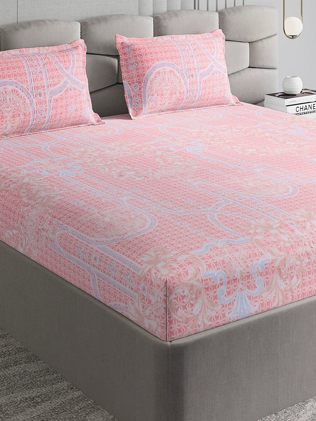 393 GSM 100% Polyester King Bed 1 Bedsheet with 2 Pillow Cover (Golden Choice)