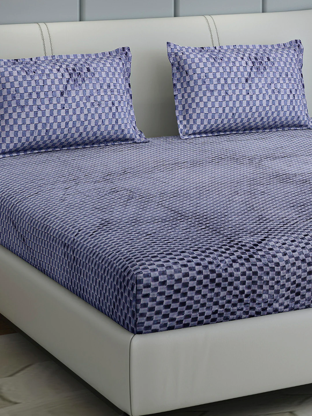 300 GSM 100% Polyester King Bed 1 Bedsheet with 2 Pillow Cover (Seven Seas)