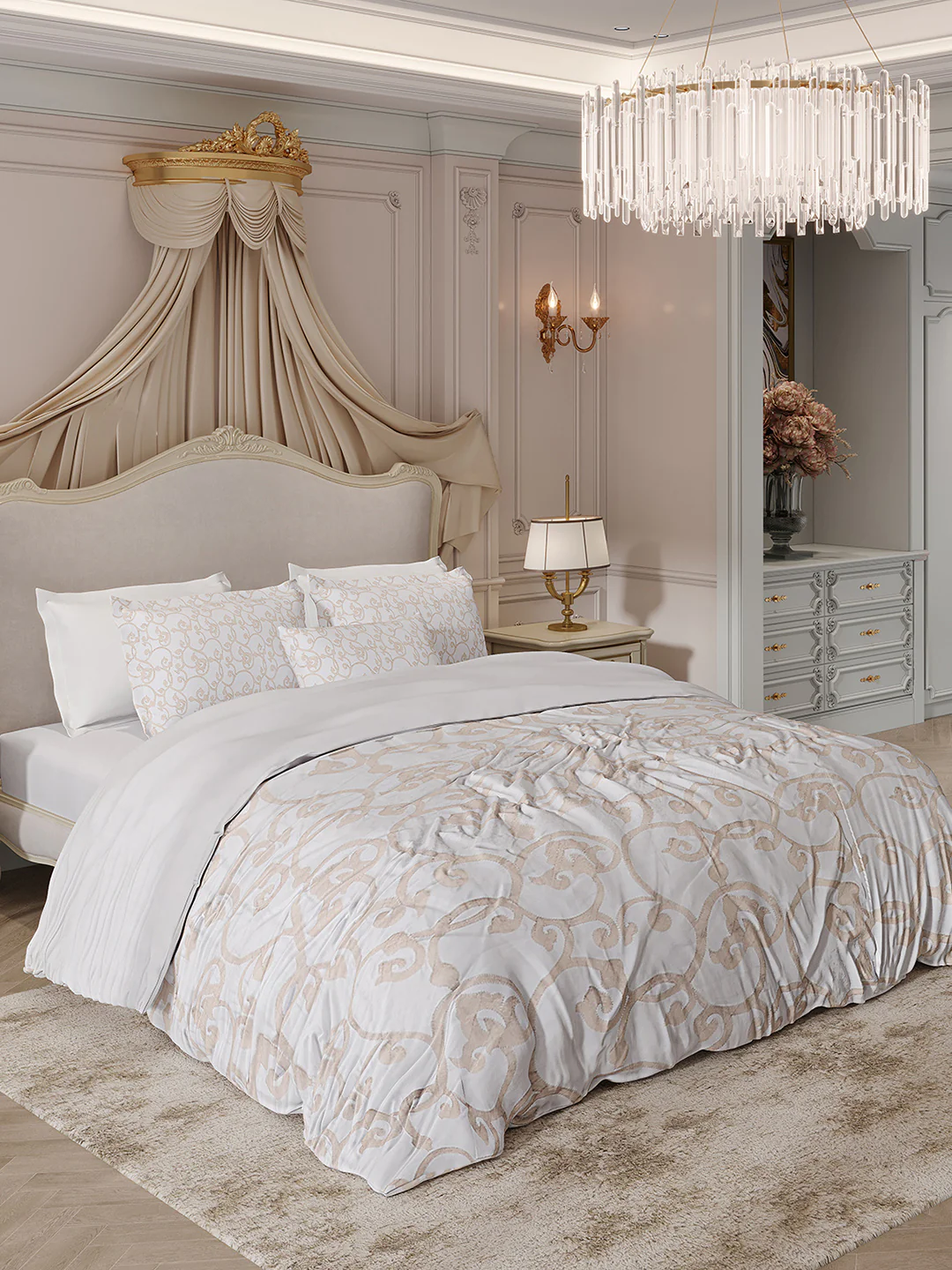 400 TC Cotton King Size Luxury 10 Pc Bedding Set (Matrix)