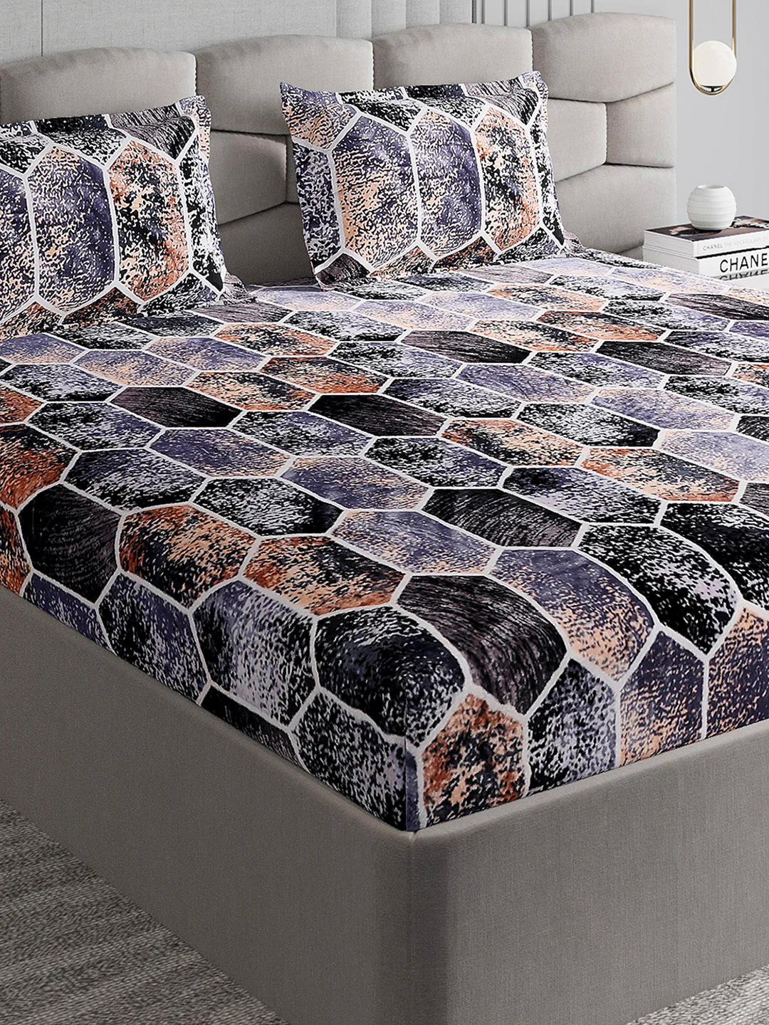 404 GSM 100% Polyester Double Bed 1 Bedsheet with 2 Pillow Cover (Ruby Gold)