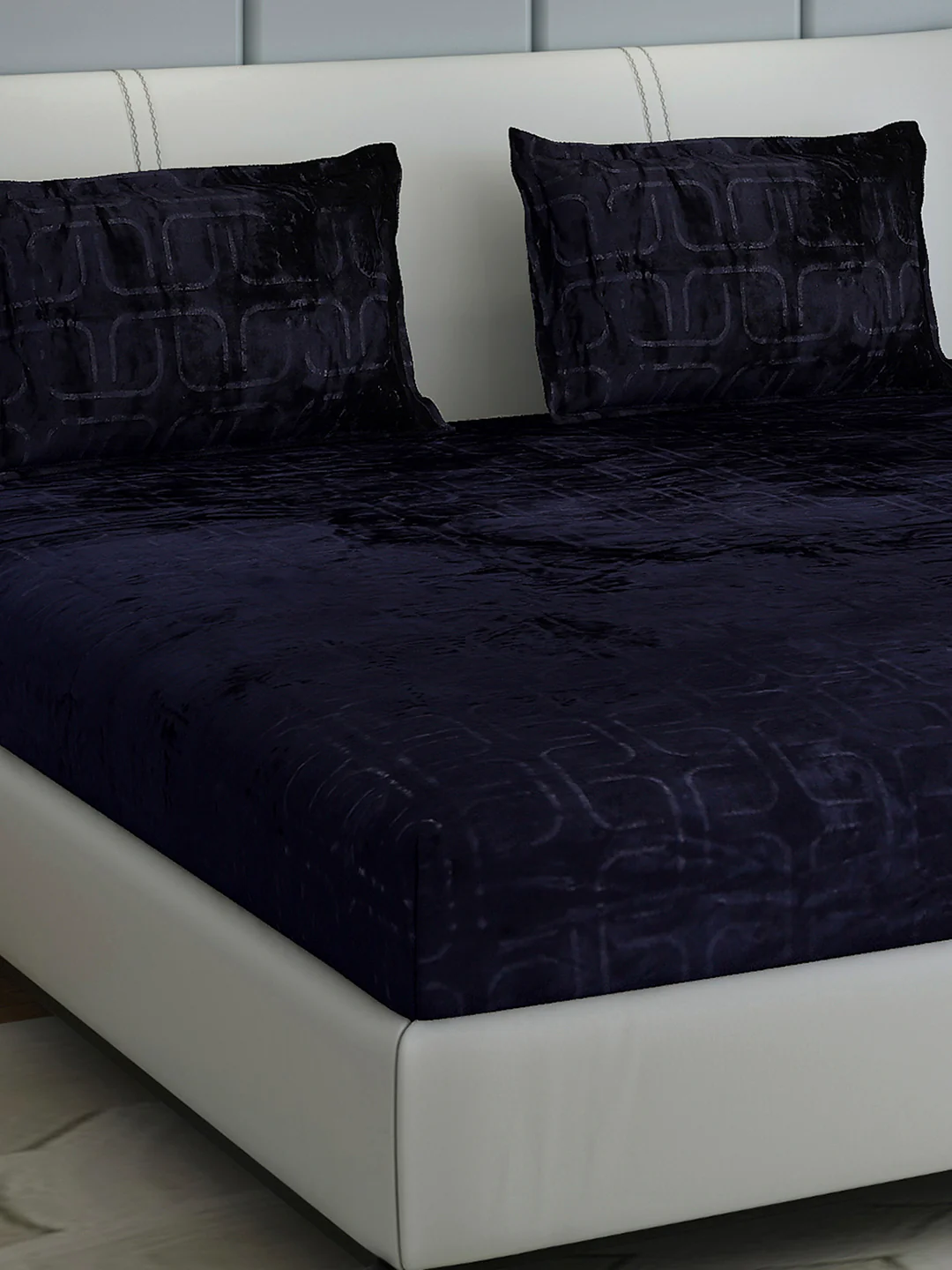 435 GSM 100% Polyester Double Bed 1 Bedsheet with 2 Pillow Cover (Indigo)