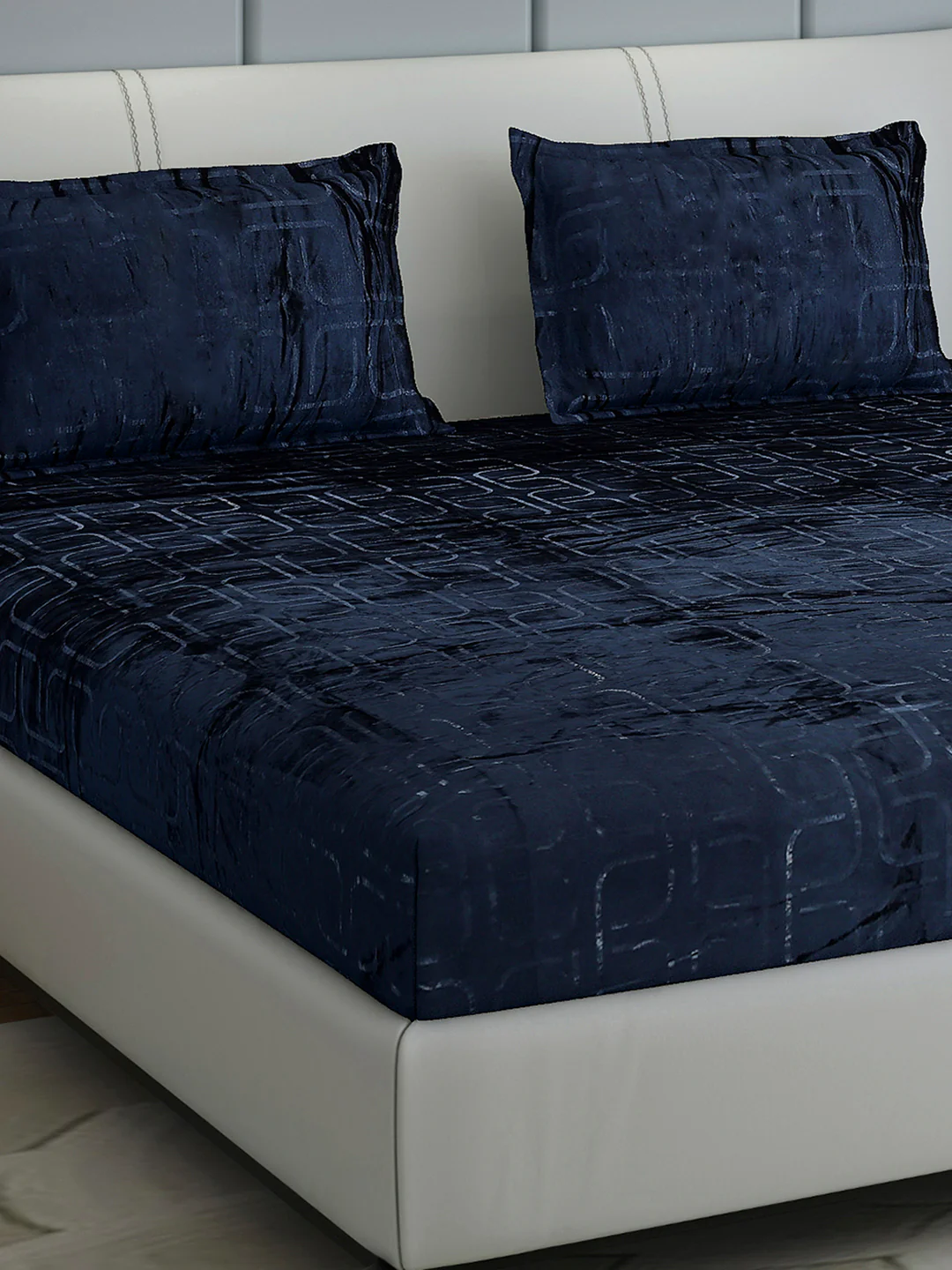 435 GSM 100% Polyester Double Bed 1 Bedsheet with 2 Pillow Cover (Indigo)