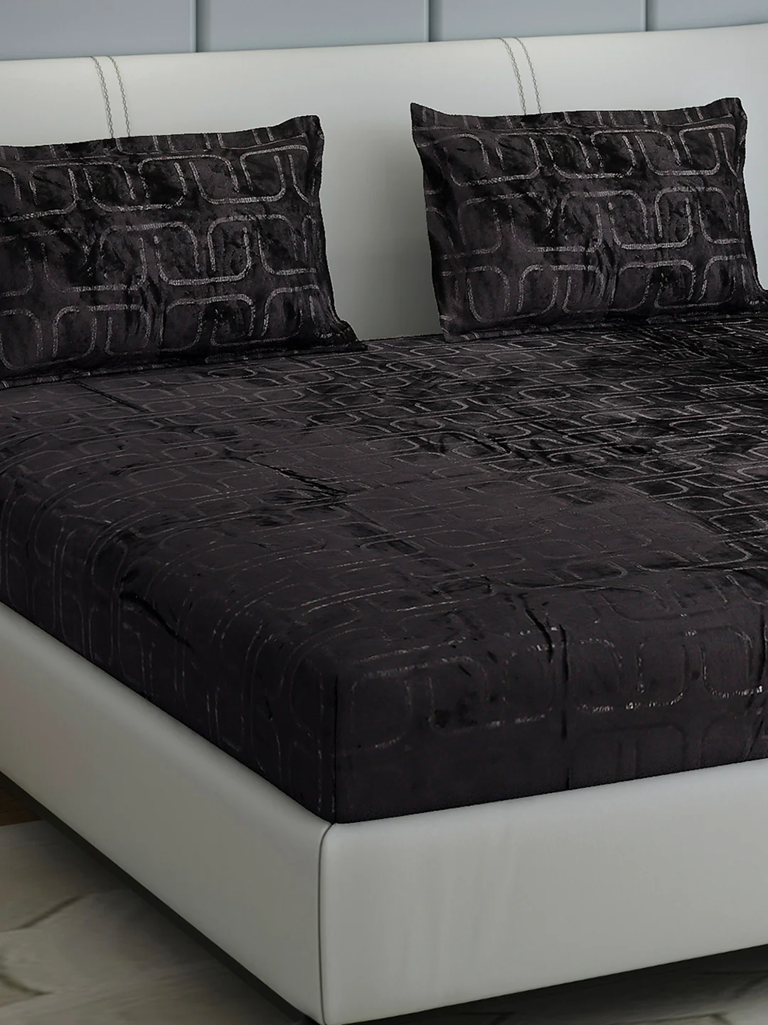 435 GSM 100% Polyester Double Bed 1 Bedsheet with 2 Pillow Cover (Indigo)