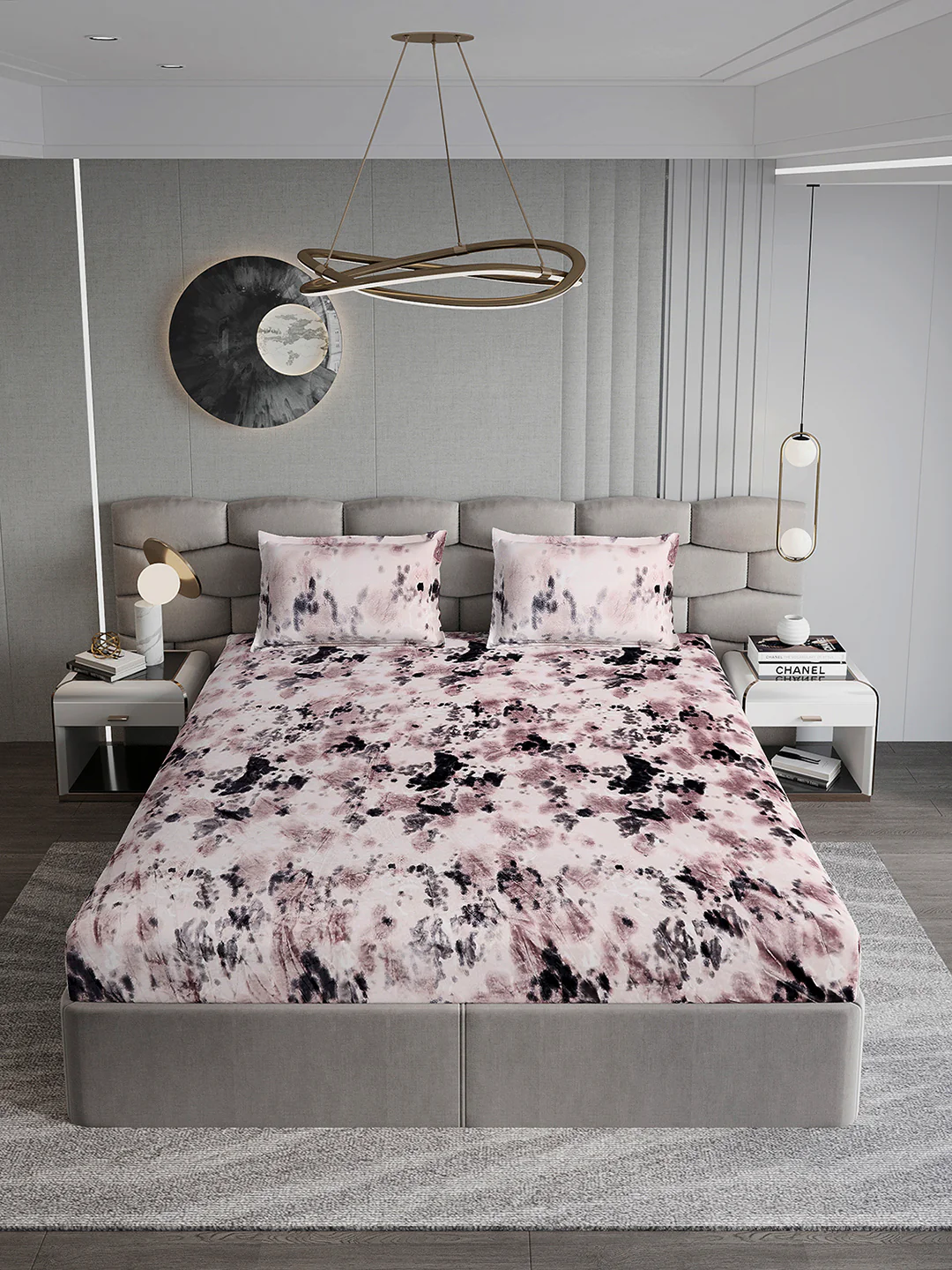 495 GSM 100% Polyester King Bed 1 Bedsheet with 2 Pillow Cover (Gold Mine) - Image 2