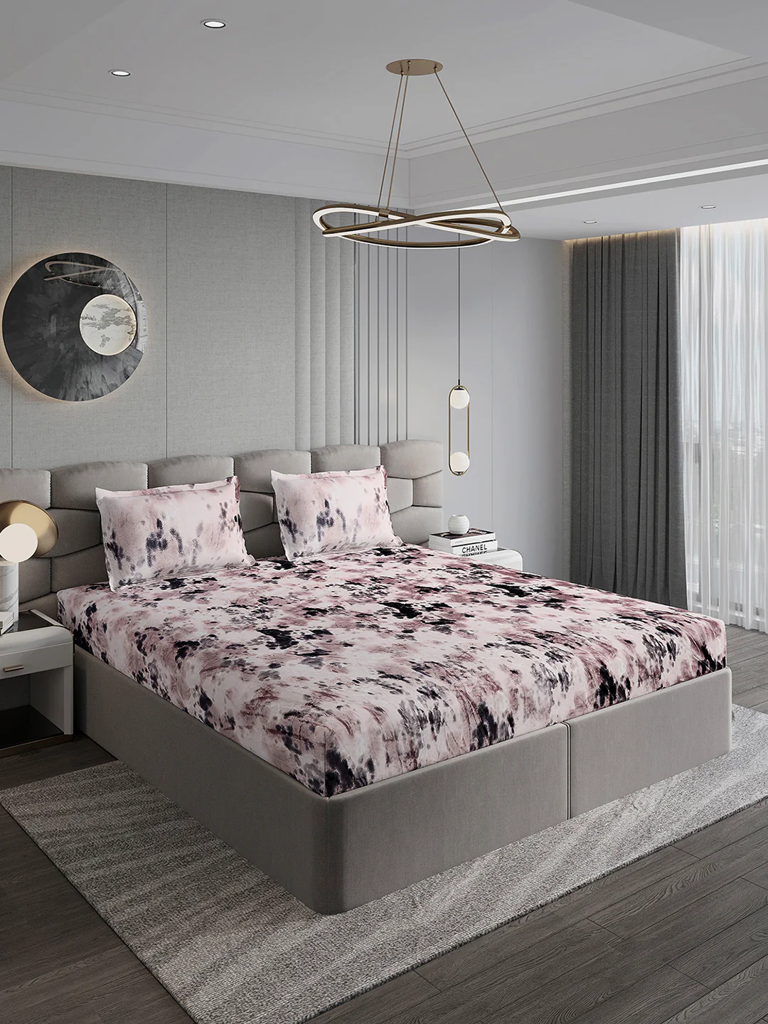 495 GSM 100% Polyester King Bed 1 Bedsheet with 2 Pillow Cover (Gold Mine) - Image 4