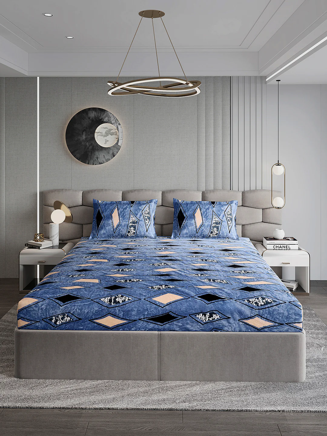 495 GSM 100% Polyester King Bed 1 Bedsheet with 2 Pillow Cover (Gold Mine) - Image 2