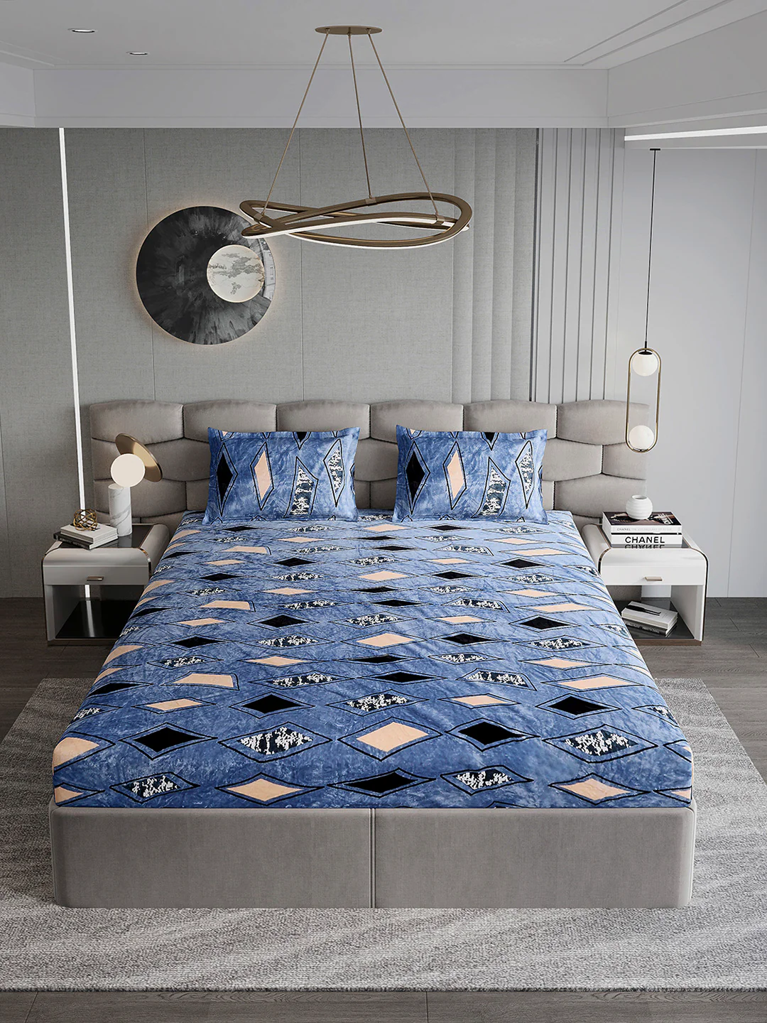495 GSM 100% Polyester King Bed 1 Bedsheet with 2 Pillow Cover (Gold Mine) - Image 3