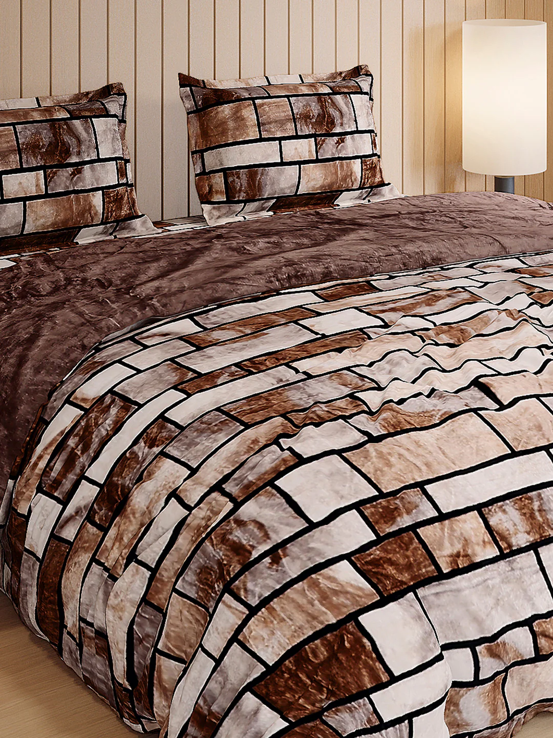 904 GSM 100% Polyester Double Bed 1 Bedsheet, 1 Duvet Cover & 2 Pillow Cover (Meteor 4 Pcs Set)