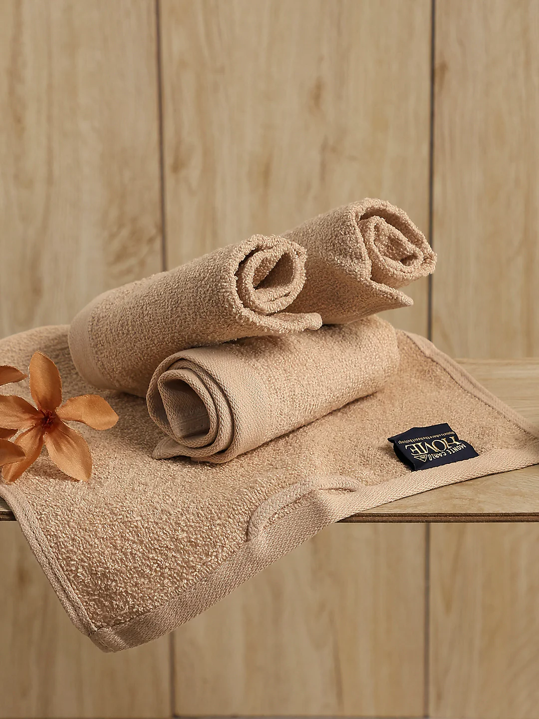 Beige Cotton Solid 600 GSM Face Towel (Pack of 4)