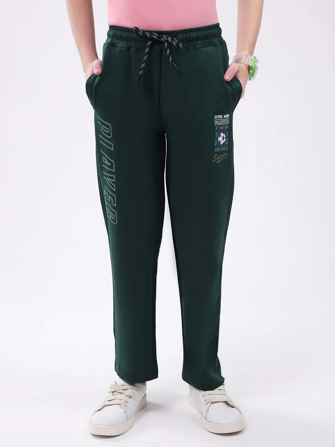 Boys Green Printed Regular Fit Lower
