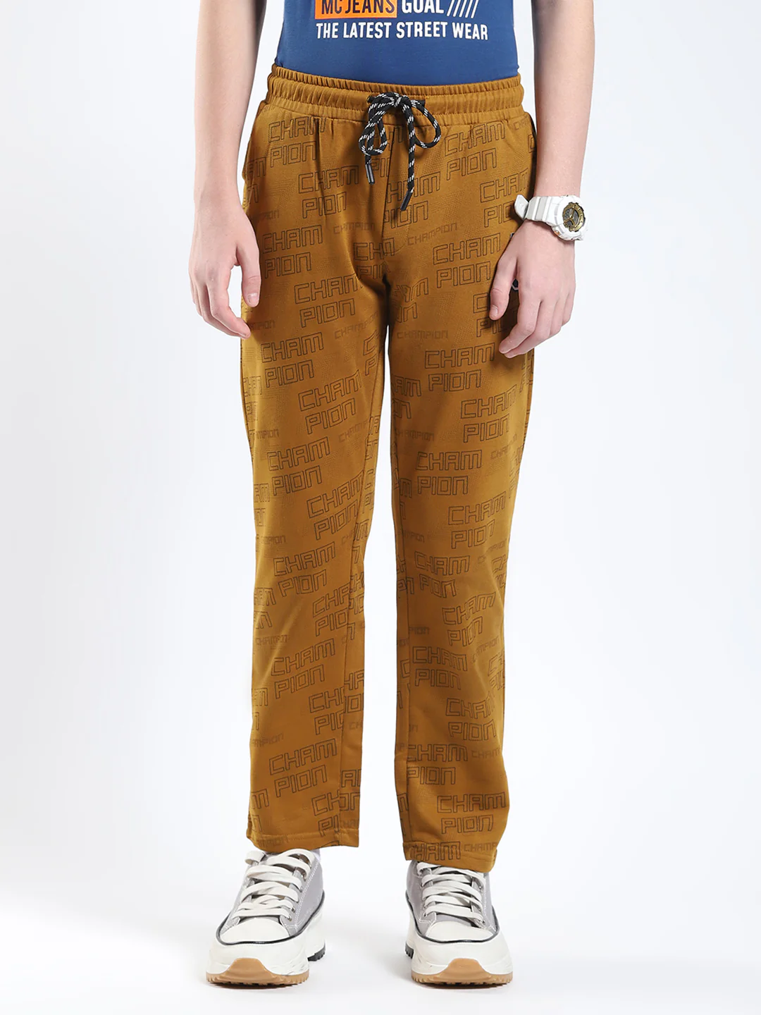 Boys Khaki Printed Regular Fit Lower