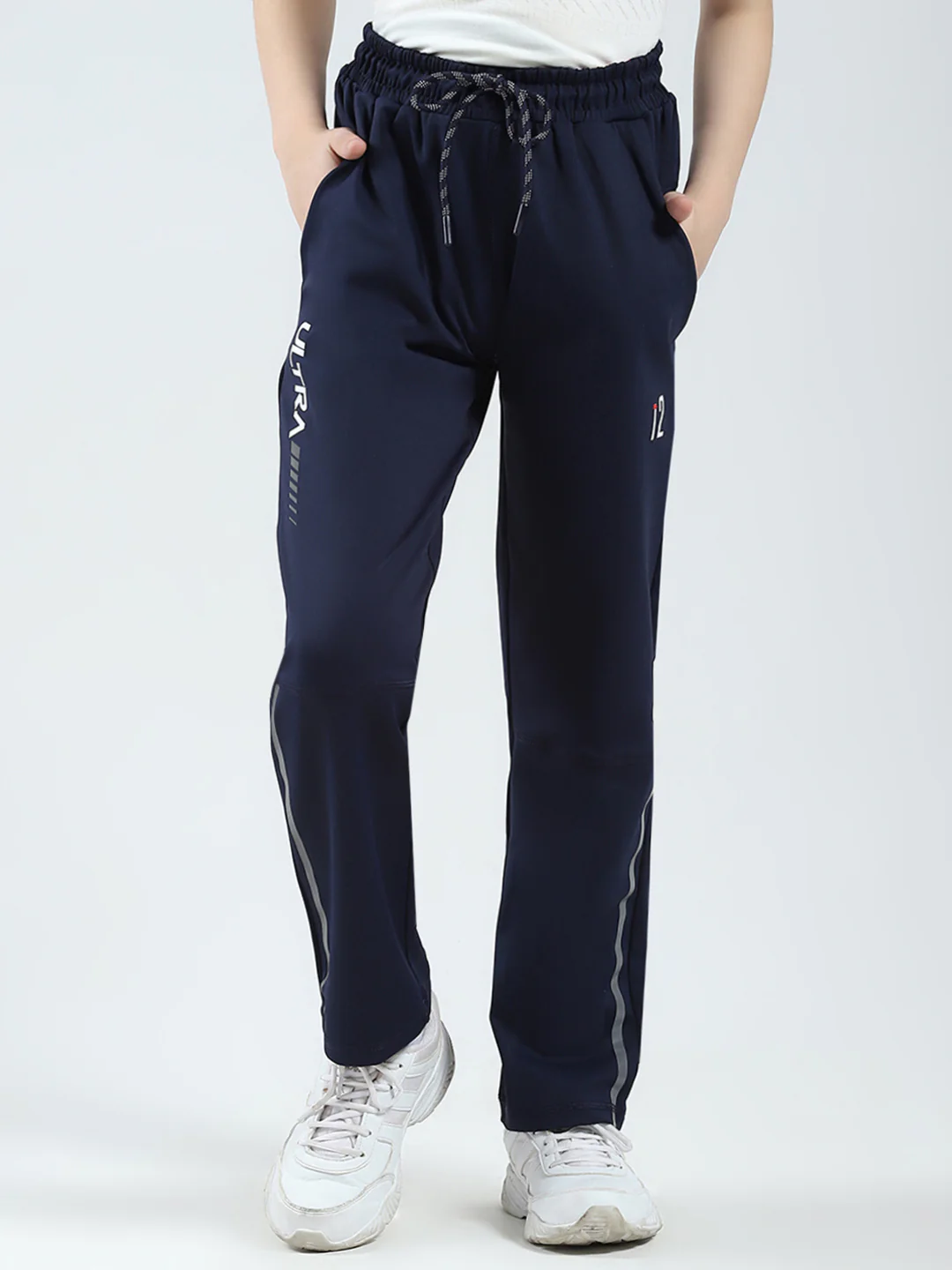 Boys Navy Blue Printed Regular Fit Lower