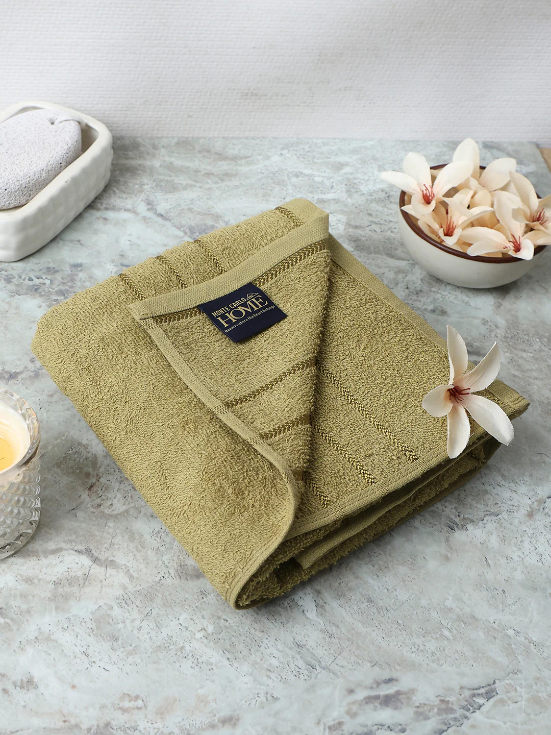 Camel Brown Cotton Solid 350 GSM Bath Towel (Soho)
