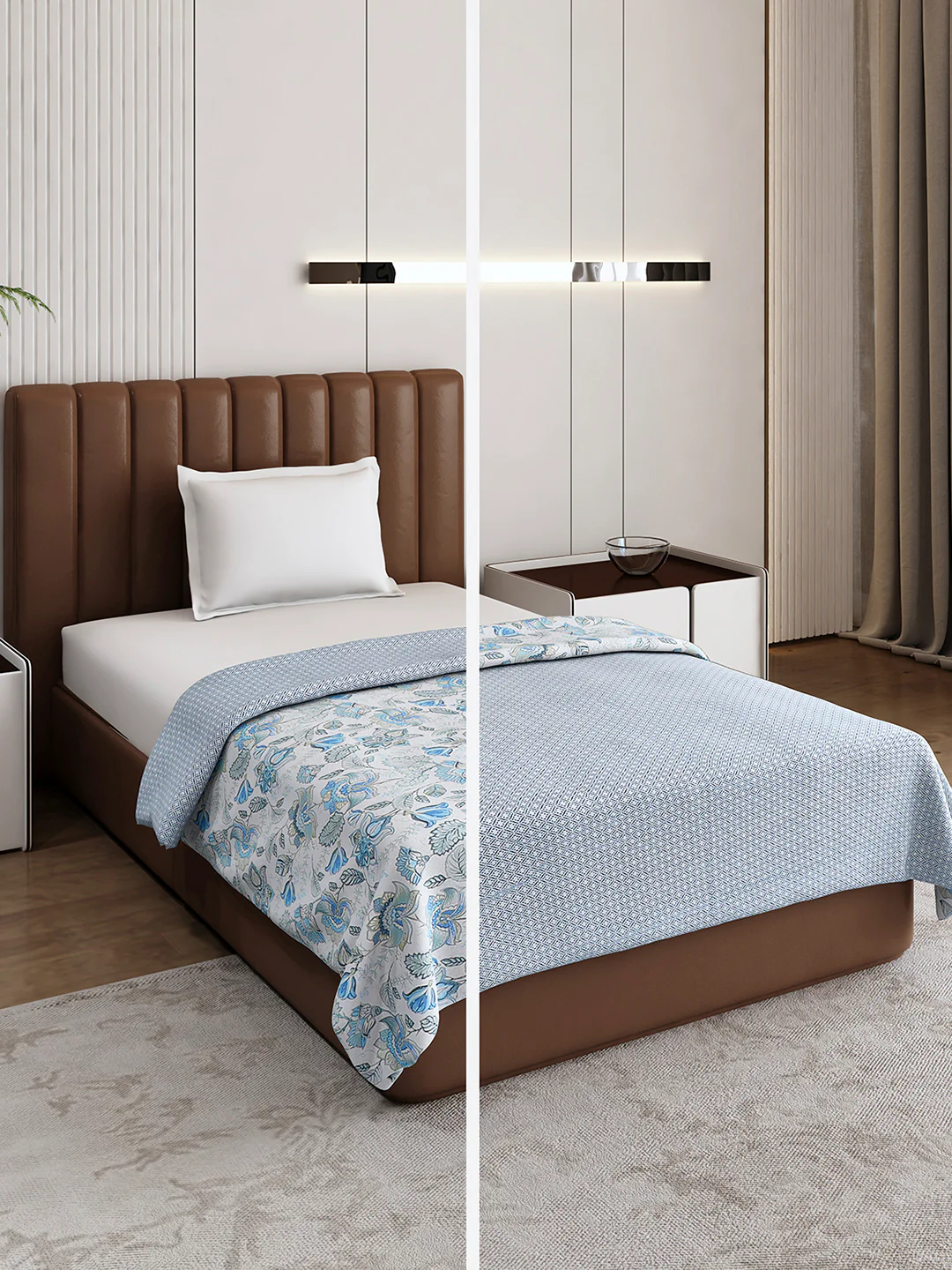 Floral Print Single Bed 150 GSM Dohar for Mild Winter - (Daisy)