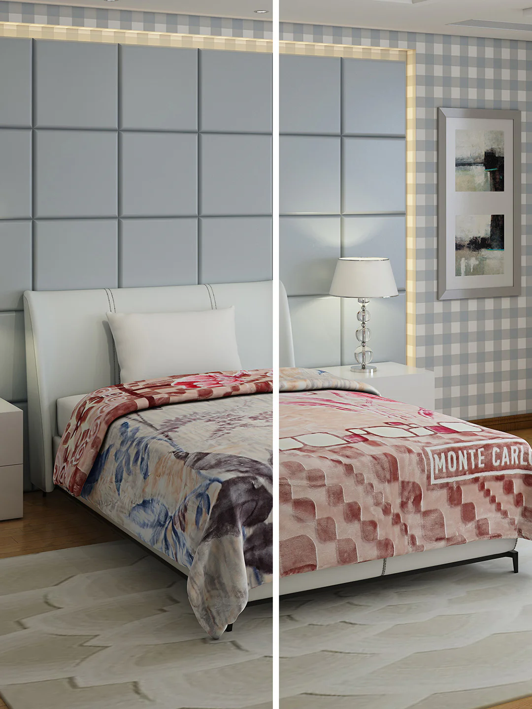 Floral Print Single Bed 852 GSM Blanket for Heavy Winter -2 Ply (Weight 3 kg)