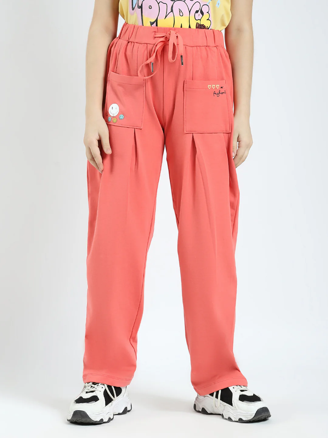 Girls Coral Printed Regular Fit Lower