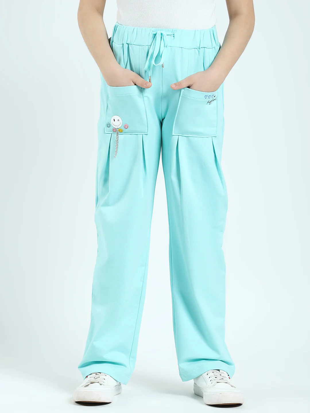 Girls Green Printed Regular Fit Lower