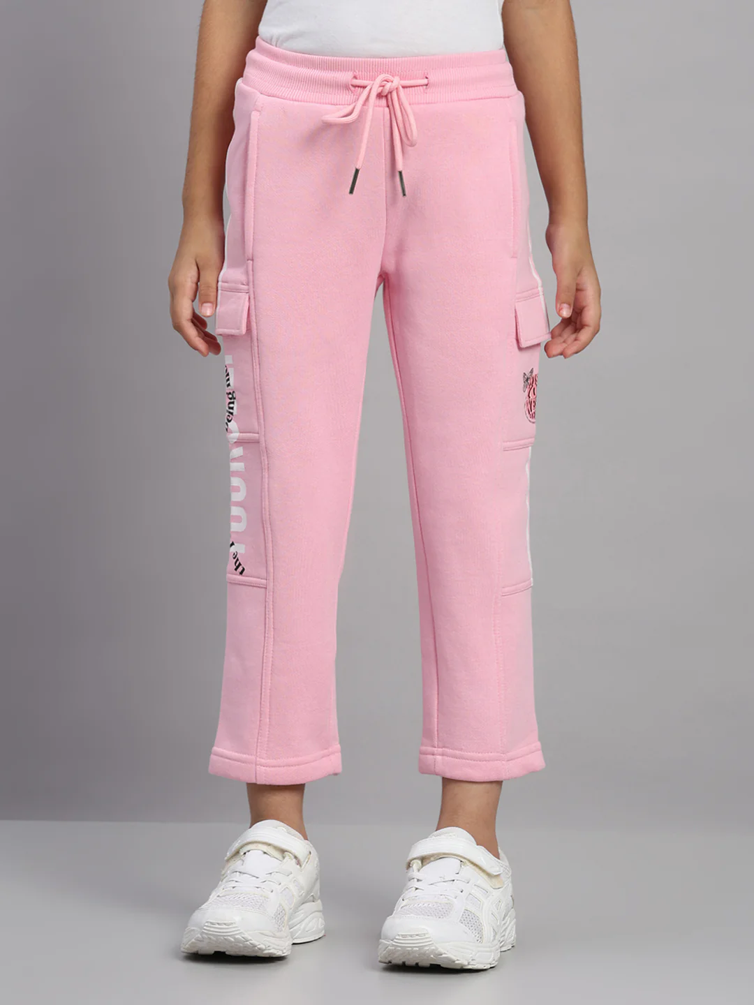 Girls Pink Printed Regular Fit Lower