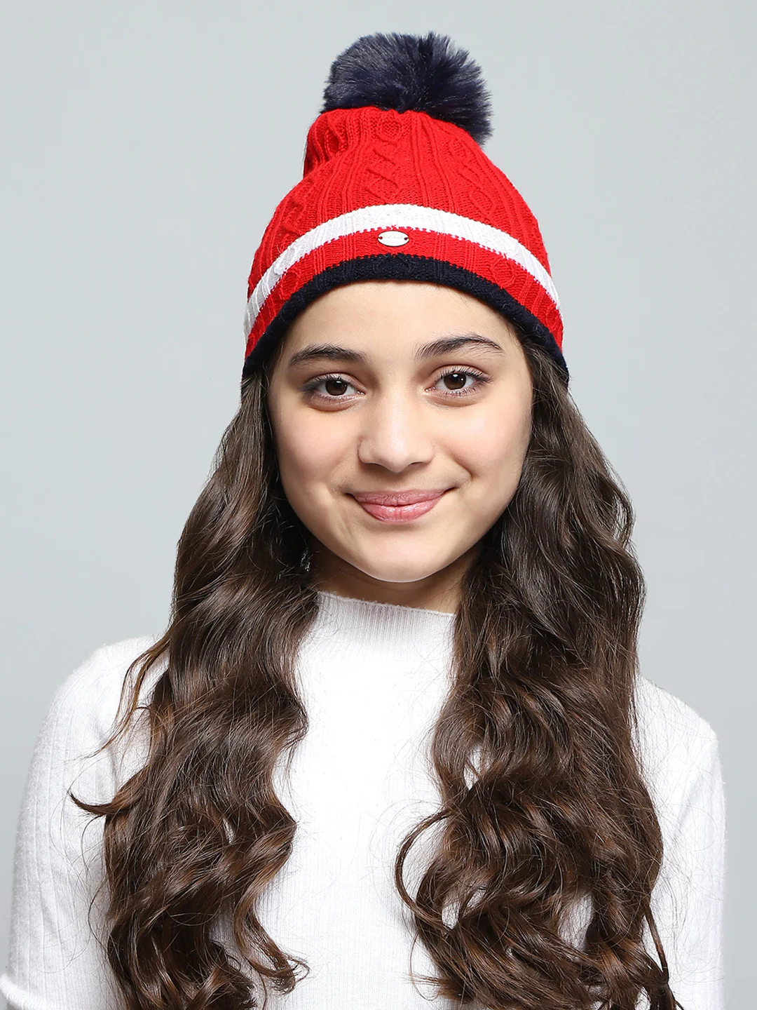 Kids Red Self Design Cap
