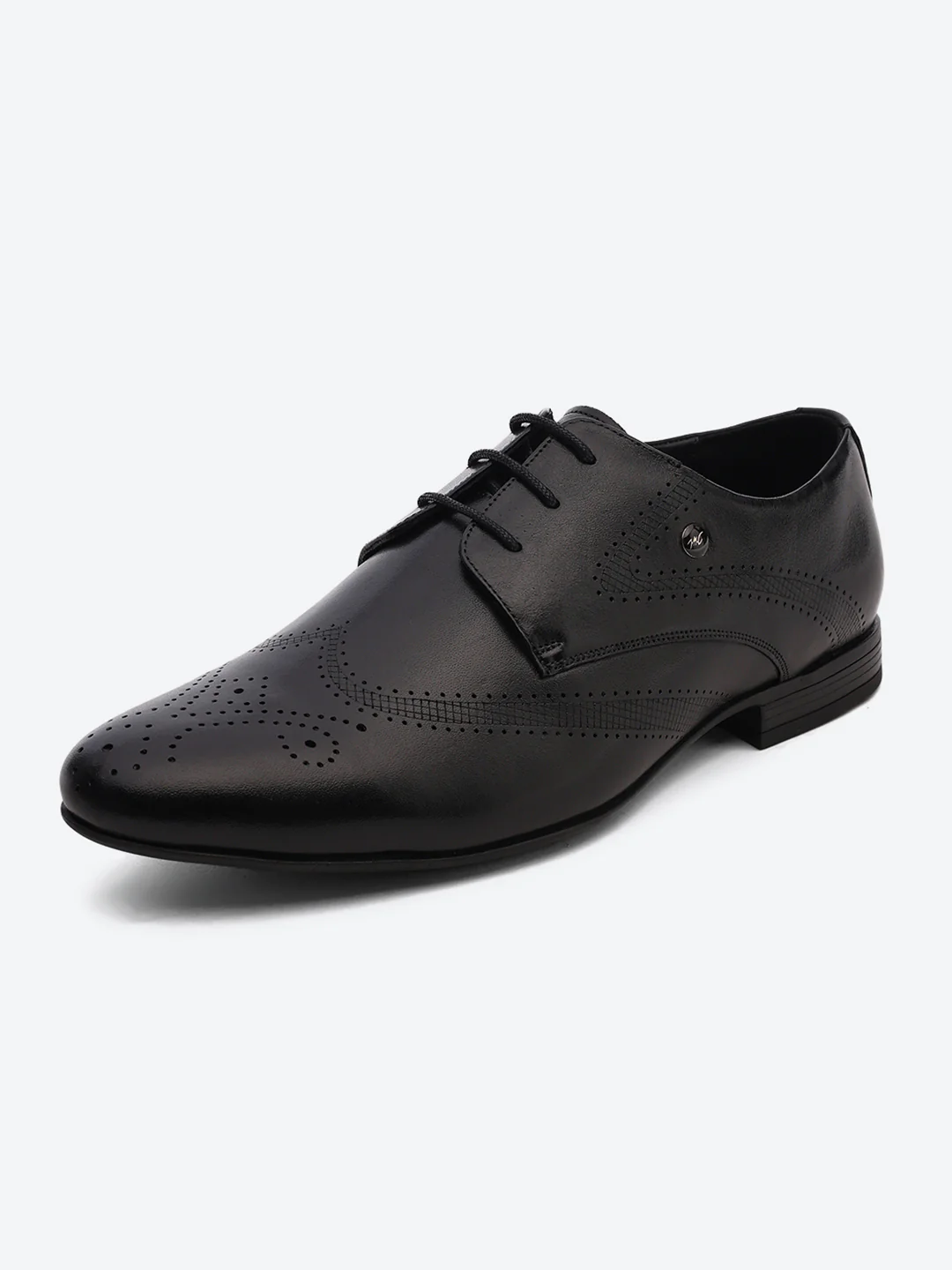 Men Black Lace Up Leather Formal Derby - Image 3