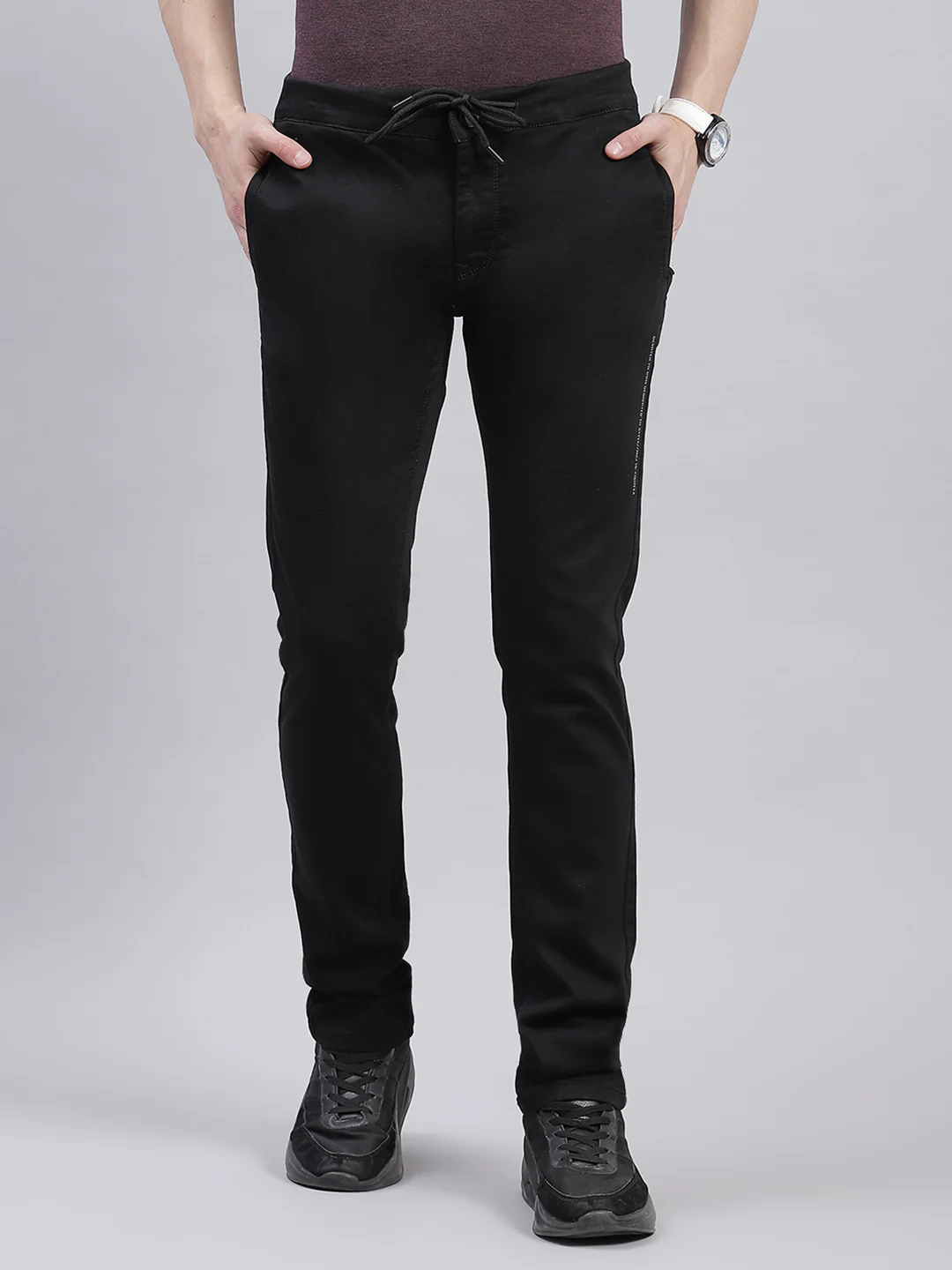 Men Black Light Wash Regular Fit Jogger