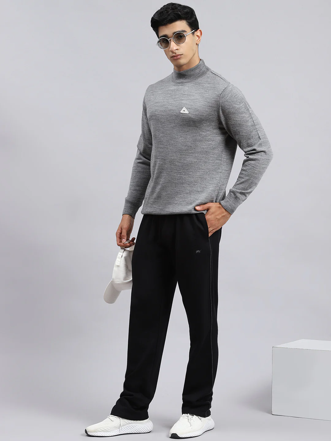 Men Black Plain Winter Lower