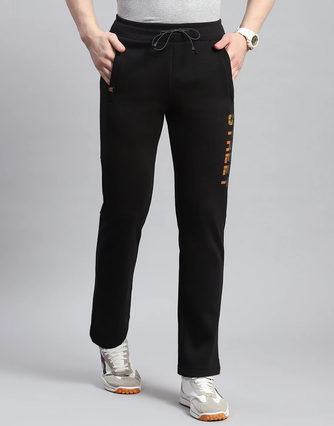 Men Black Printed Regular Fit Winter Lower