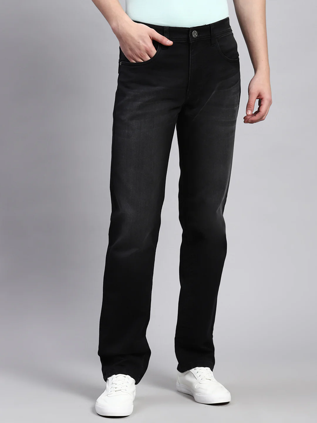 Men Black Regular Fit Denim - Image 2