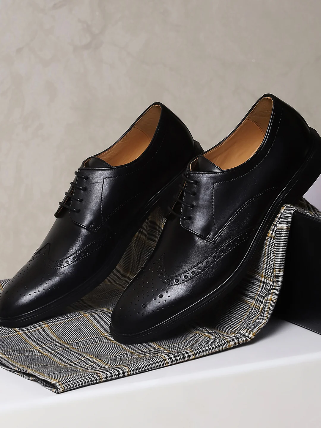 Monte Carlo Black Formal Brogue Lace Up Shoes for Men