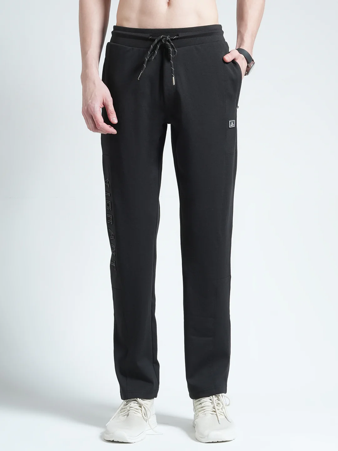 Men Black Solid Regular Fit Lower