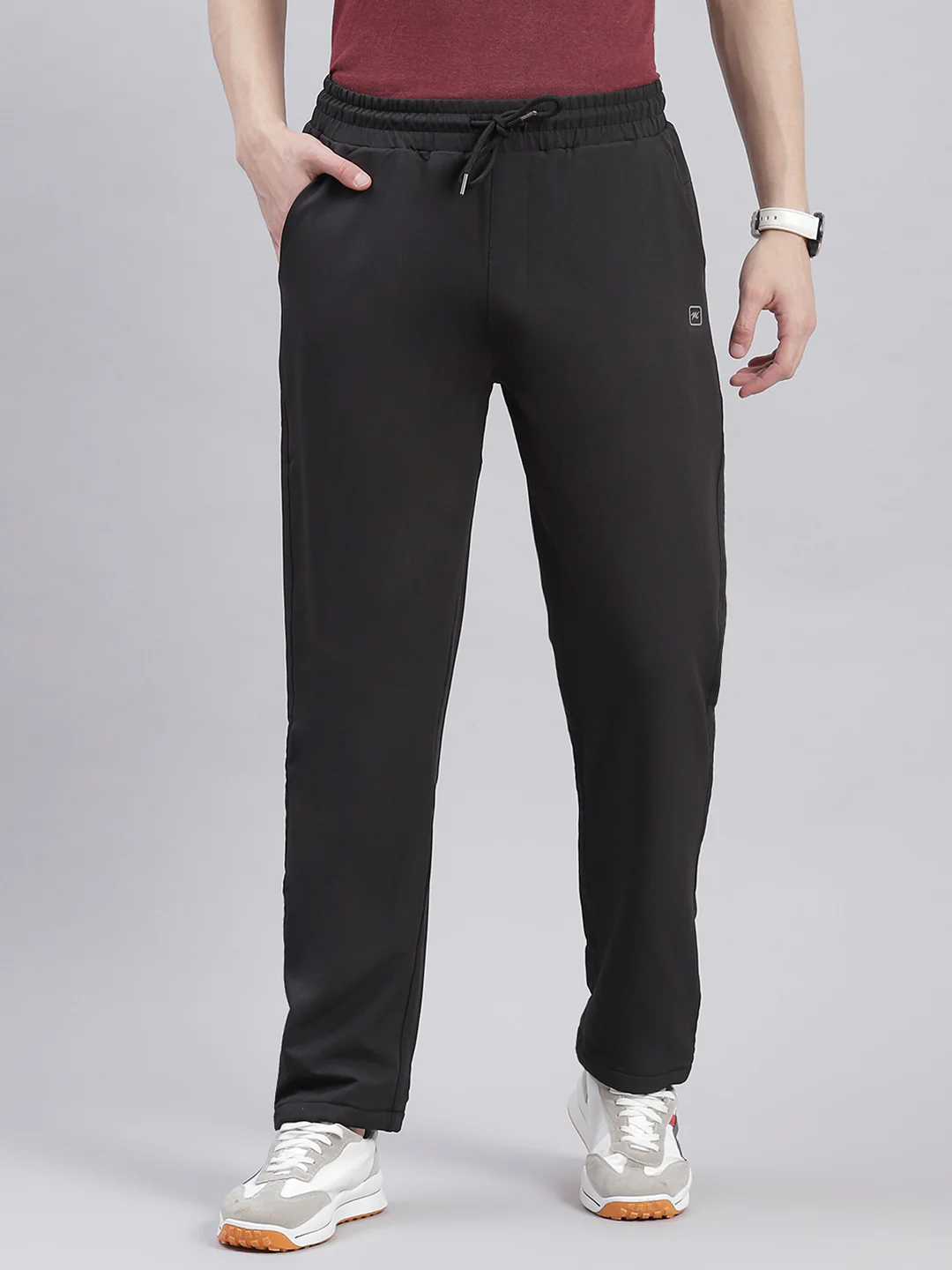 Men Black Solid Regular Fit Winter Lowers - Image 2