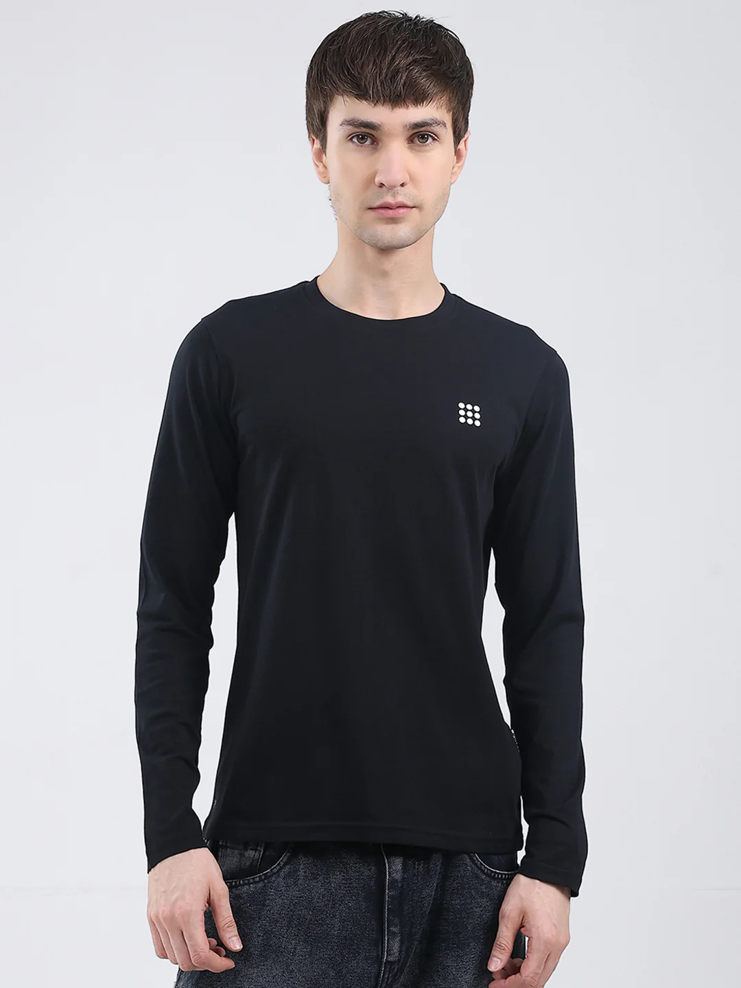 Rock.it Men Black Solid Round Neck Full Sleeve Winter T-Shirt