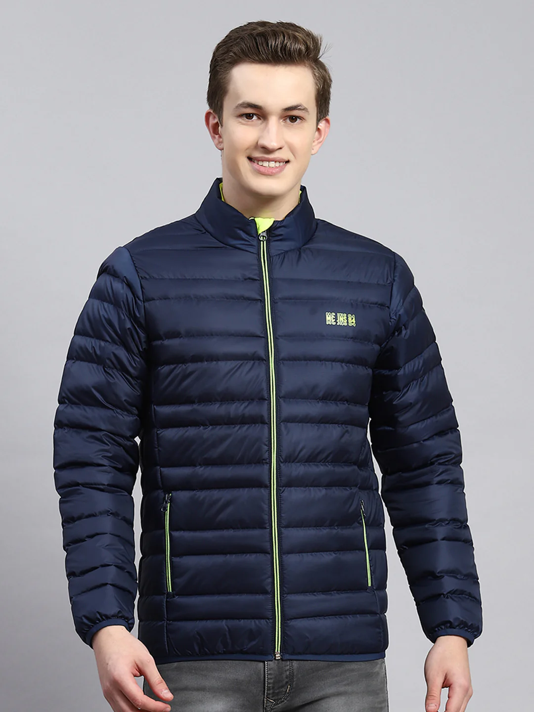 Men Blue Self Jacket