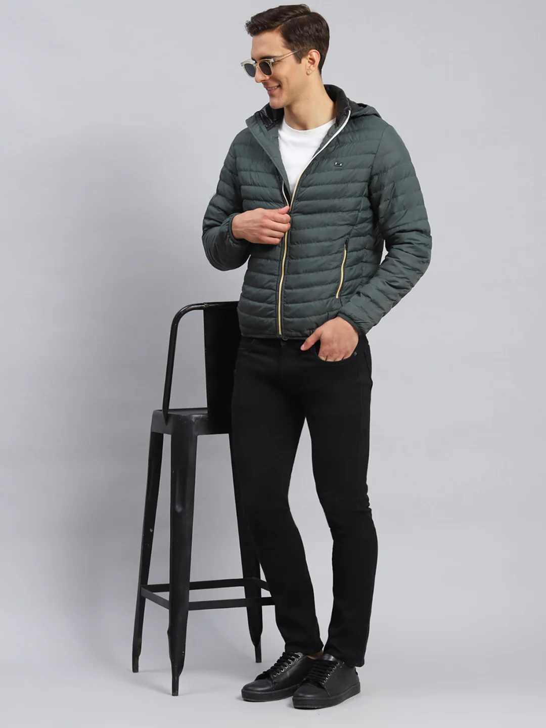 Men Blue Solid Polyester Blend Jacket - Image 2