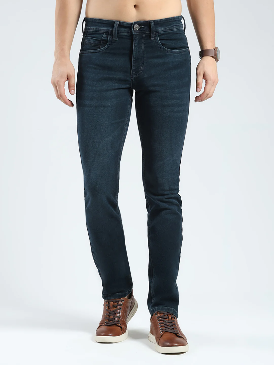 Men Blue Light Wash Skinny Fit Denim