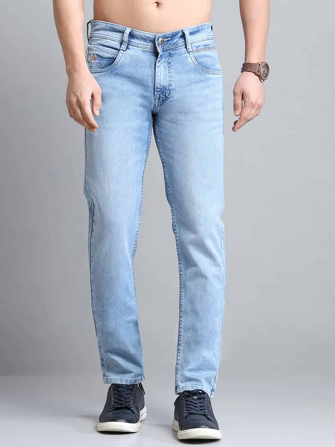 Men Blue Solid Skinny Fit Denim