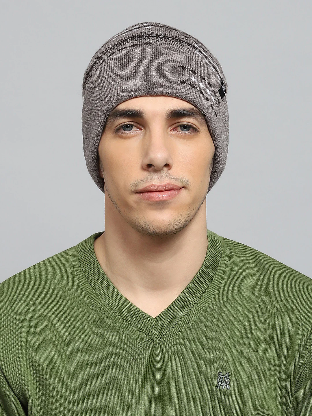 Men Brown Self Design Cap