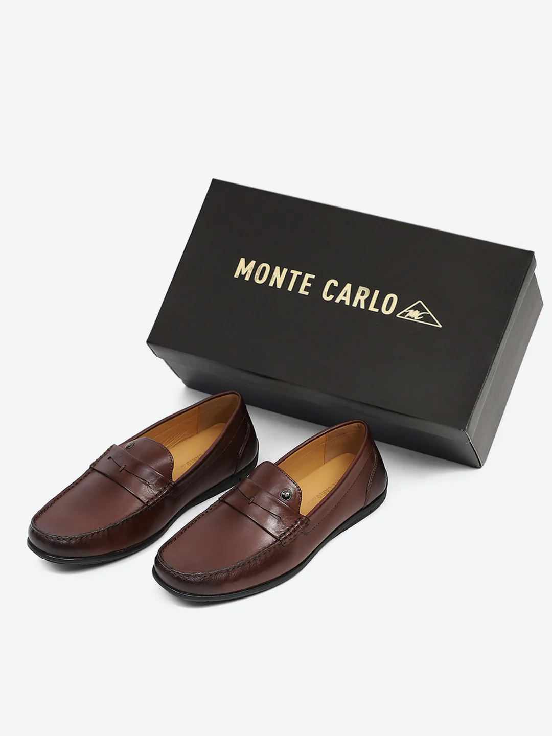 Men Brown Slip on Genuine Leather Loafers - Image 2