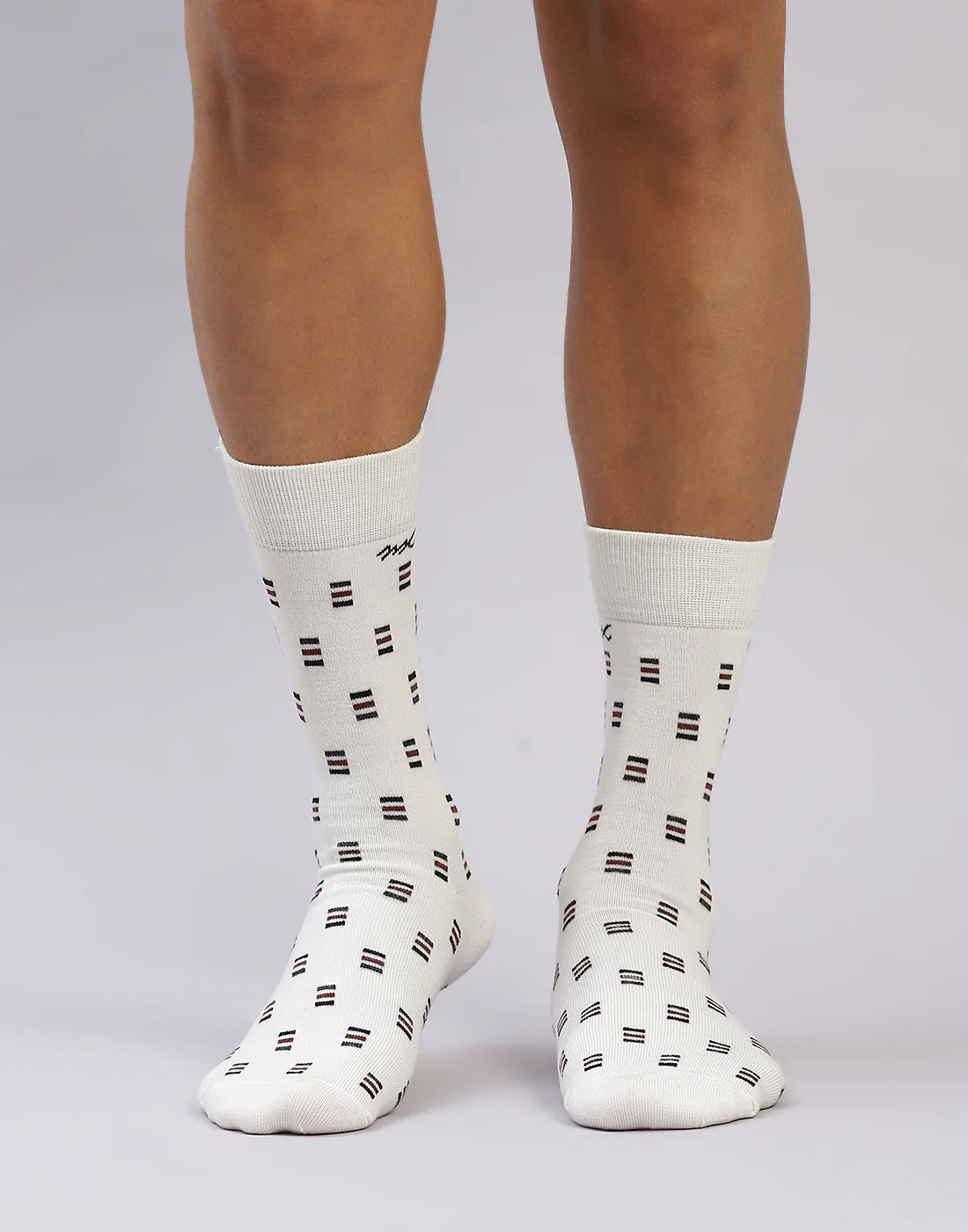 Men Cotton Blend Self Design Calf Length Socks (1 Pair)