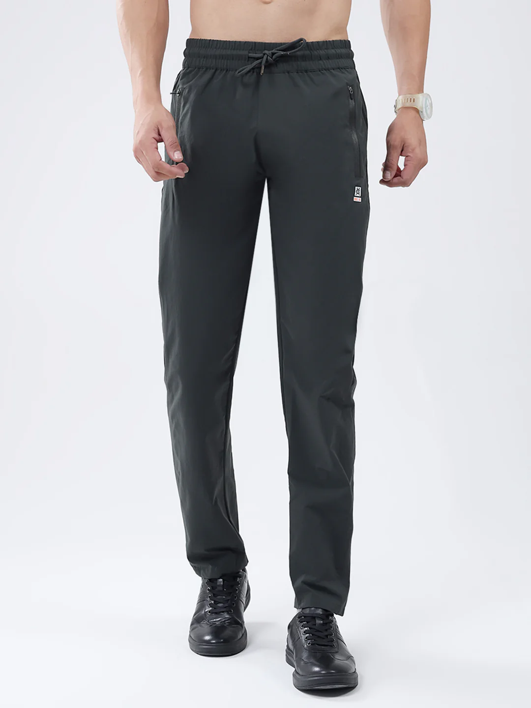 Men Dark Grey Solid Regular Fit Winter Lower