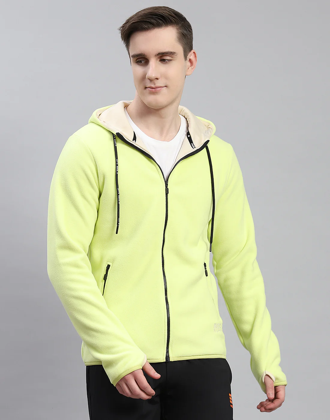 Rock.it Men Green Solid Hooded Full Sleeve Sweatshirt