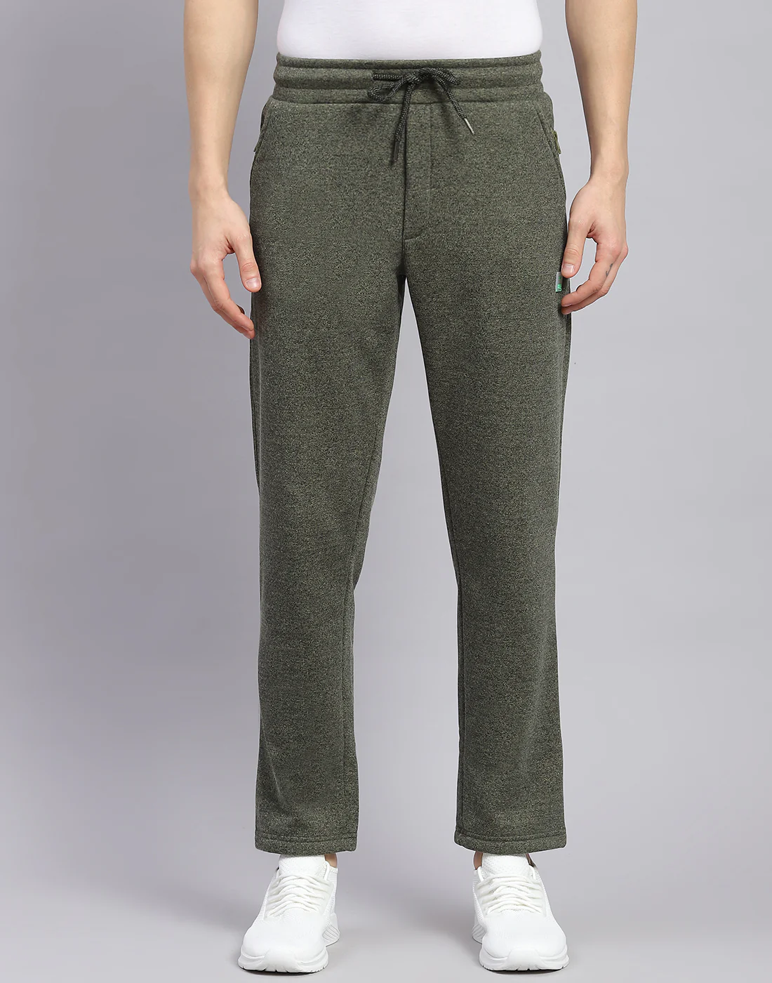 Men Green Solid Regular Fit Winter Lower