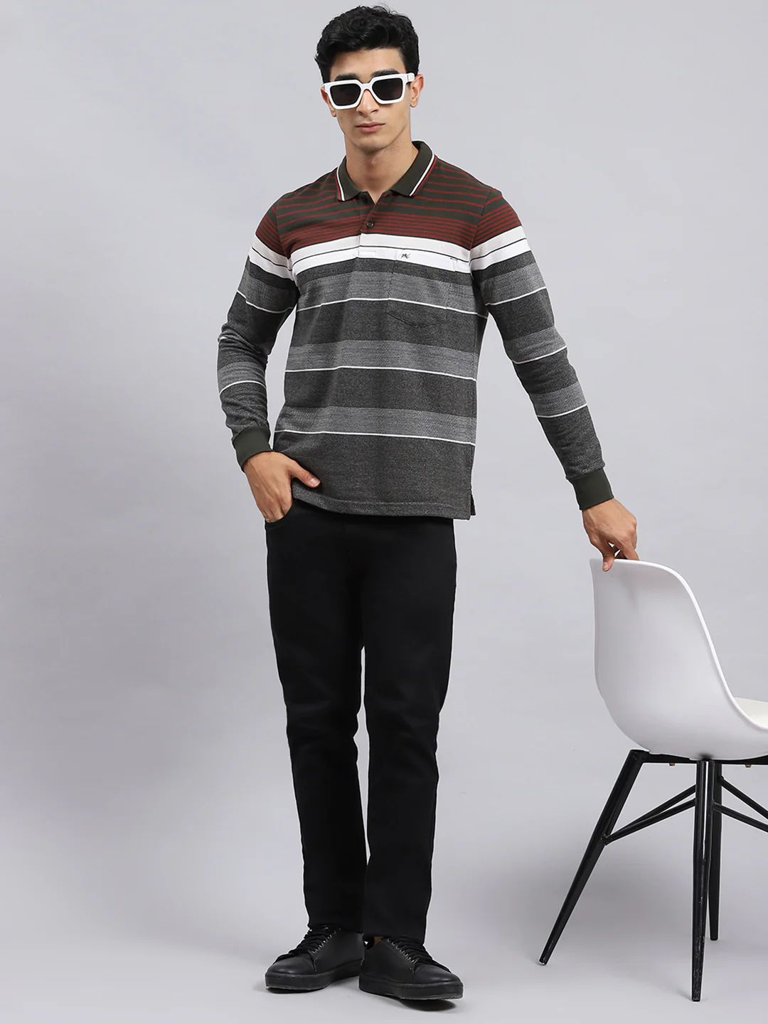 Men Green Stripe T-Shirt