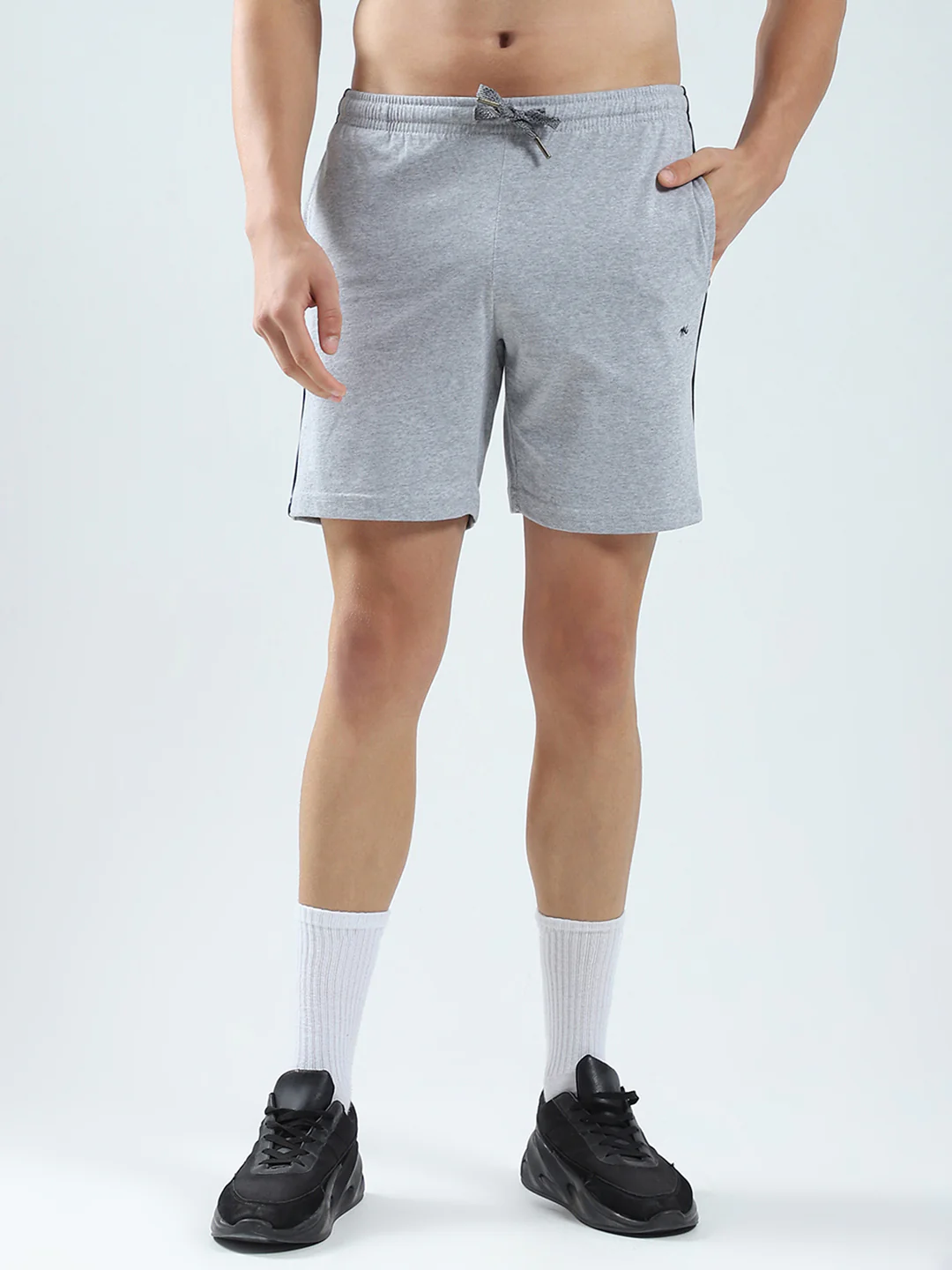 Men Grey Solid Regular Fit Bermuda